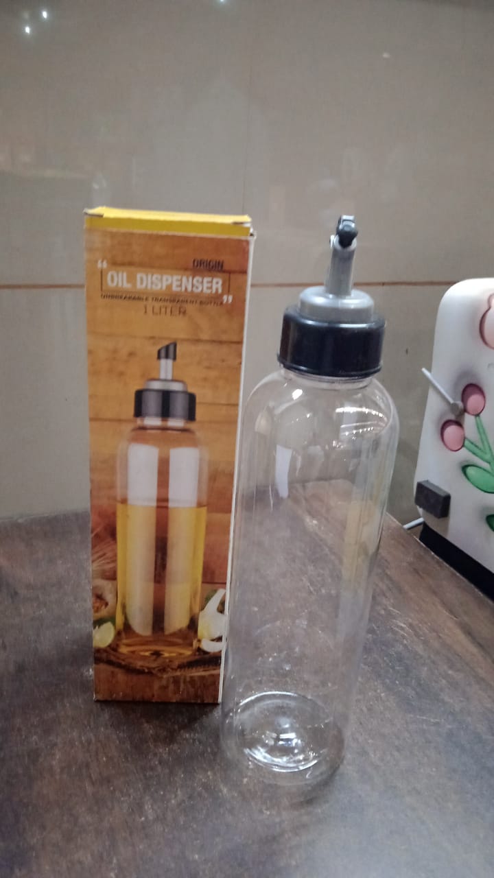 1L Oil Dispenser with Lid & Drip-Free Spout (Plastic) 1L Oil Dispenser with Lid & Drip-Free Spout (Plastic)